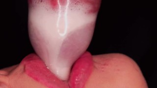 CLOSE UP: BEST Milking MOUTH made You CUM TWICE in CONDOM! Broke the CONDOM and Got All CUM! BLOWJOB